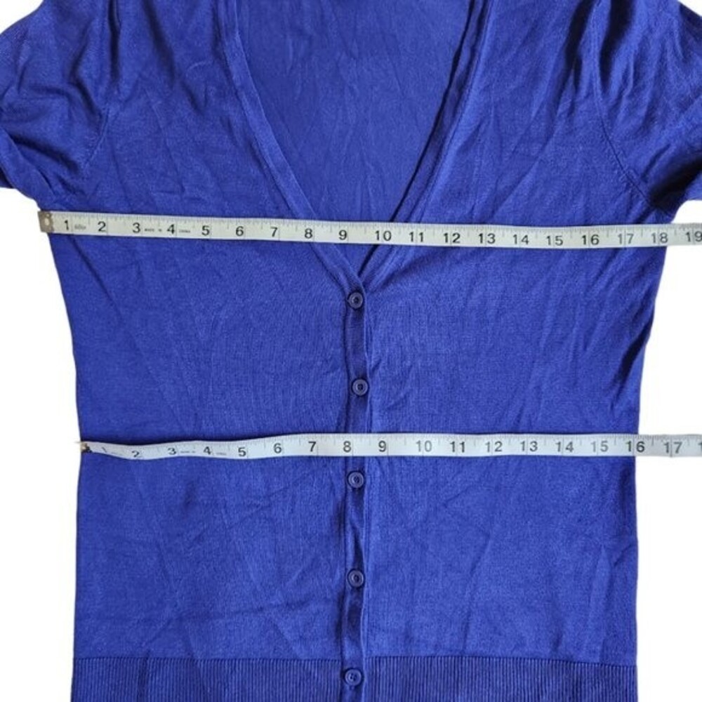 14th & Union blue button front v neck 3/4 sleeve cardigan sweater sz L - Picture 9 of 11